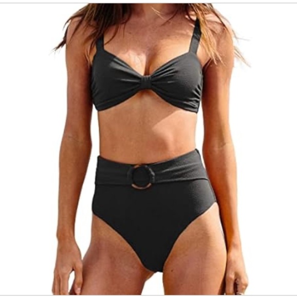 CUPSHE Two Piece Bowknot Belted Swimsuit - Picture 1 of 6